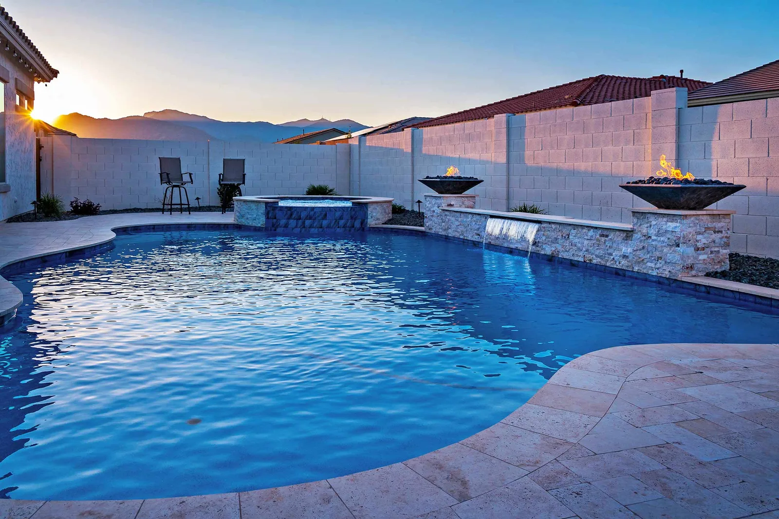 Backyard swimming pool serviced by GK Swimming Pools in Glendale, CA