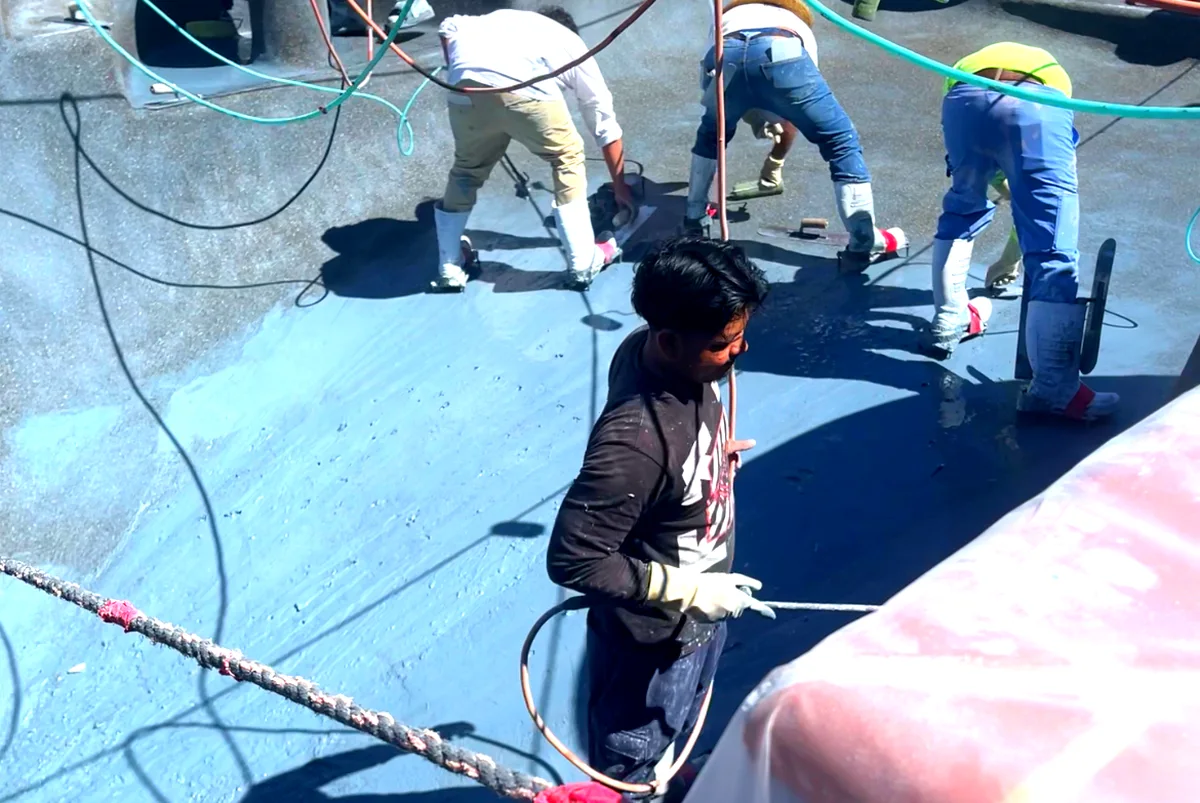 GK crew replastering a pool in Santa Clarita